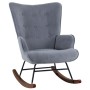 ALMA Rocking Πολυθρόνα Μπερζέρα Καθιστικού, Ύφασμα Velure Γκρι, Βάση Μαύρο-Καρυδί