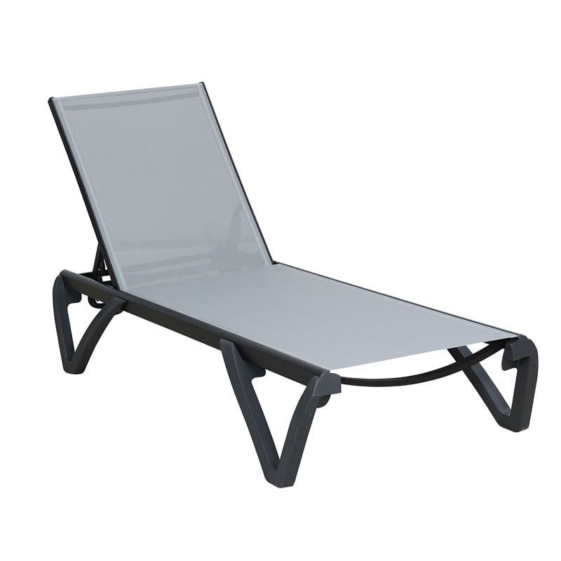 CAPRI K/D Ξαπλώστρα Αλουμίνιο Μαύρο, PP-UV Μαύρο - Textilene Γκρι