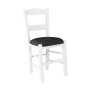 ΣΥΡΟΣ Καρέκλα Οξιά Βαφή Εμποτισμού Λάκα Άσπρο, Κάθισμα Pu Μαύρο