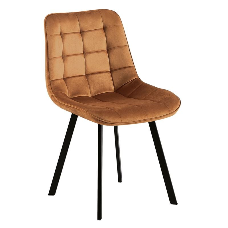 MYRIAM K/D Καρέκλα Τραπεζαρίας Μέταλλο Βαφή Μαύρο, Ύφασμα Velure Απόχρωση Μπεζ