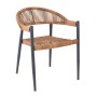 ZENYA Πολυθρόνα Βεράντας-Κήπου Μέταλλο Βαφή Ανθρακί, Rope Wicker Φυσικό, Στοιβαζόμενη