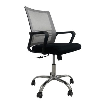 BF2110 Πολυθρόνα Γραφείου Μέταλλο Χρώμιο, Mesh Γκρι - Μαύρο