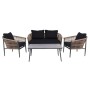 GASBA Set Σαλόνι Κήπου 4τεμ, Alu Ανθρακί, Rope Wicker Φυσικό, Μαξιλάρια Σκούρο Γκρι