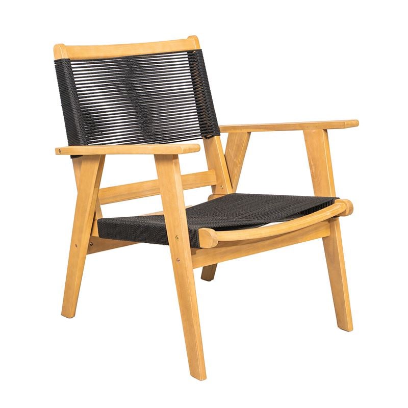 COFFEE Living Πολυθρόνα Καθιστικού Βεράντας - Κήπου, ΑκακίαΦυσικό-Rope Wicker Μαύρο