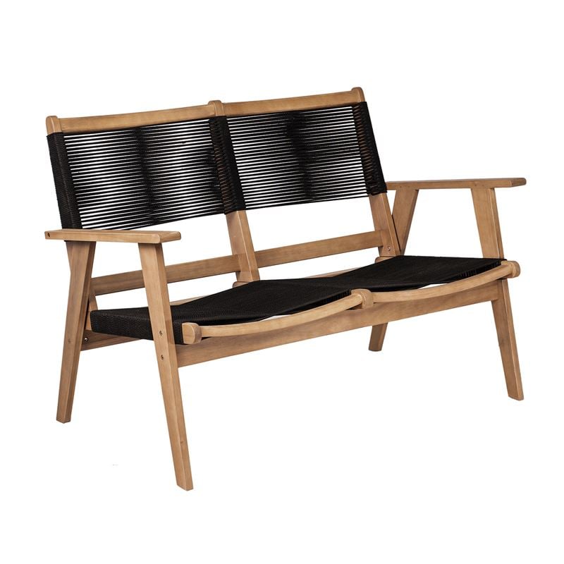 COFFEE Living Καναπές 2θέσιος Καθιστικού Βεράντας-Κήπου, ΑκακίαΦυσικό-Rope Wicker Μαύρο