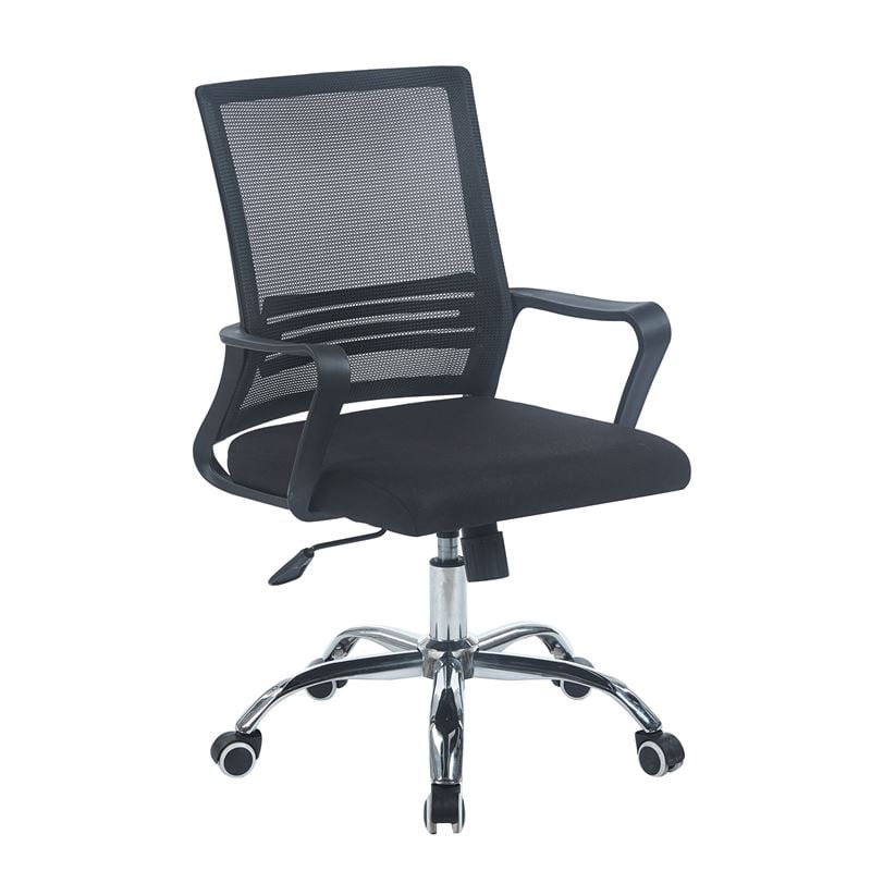 BF2110-W Πολυθρόνα Γραφείου Μέταλλο Χρώμιο, Mesh Μαύρο