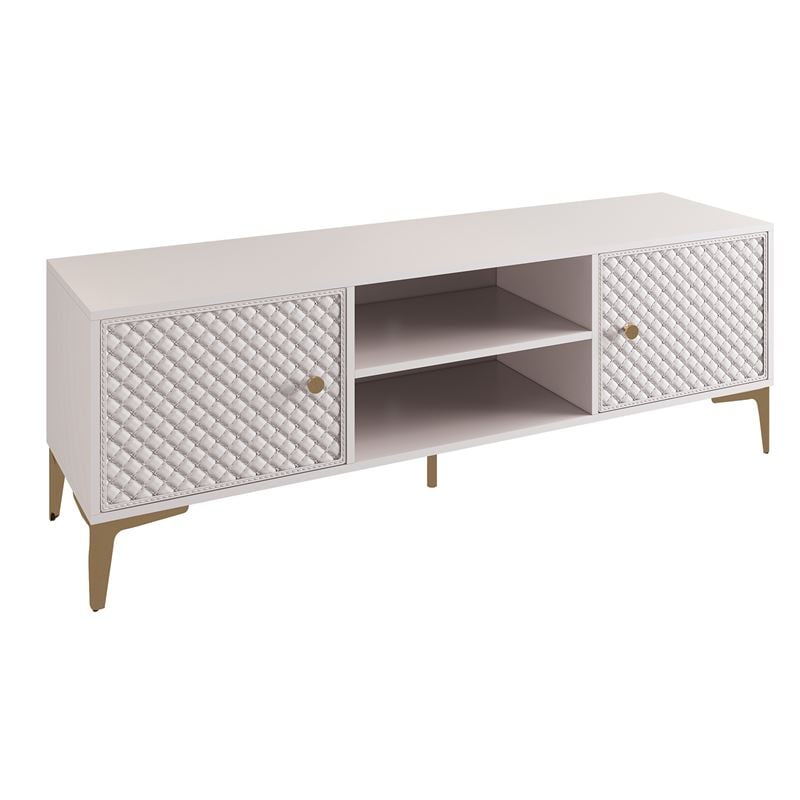 LANA Έπιπλο TV Απόχρωση Εκρού, με πρόσοψη Pu Καπιτονέ