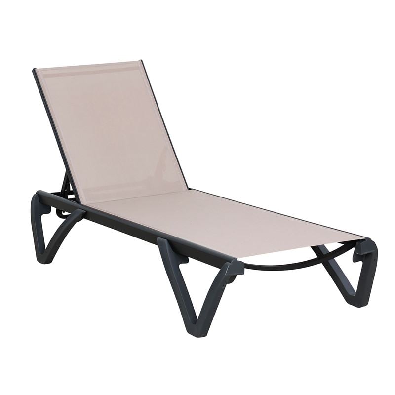 CAPRI K/D Ξαπλώστρα Αλουμίνιο Μαύρο, PP-UV Μαύρο - Textilene Cappuccino