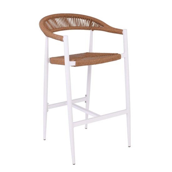 MADY Σκαμπό Bar, ALU Άσπρο, Rope Wicker Φυσικό MADY Σκαμπό Bar, ALU Άσπρο, Rope Wicker Φυσικό