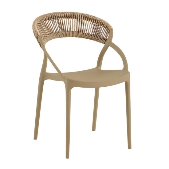 DORA Πολυθρόνα Στοιβαζόμενη, PP Tortora, Rope Wicker Φυσικό DORA Πολυθρόνα Στοιβαζόμενη, PP Tortora, Rope Wicker Φυσικό