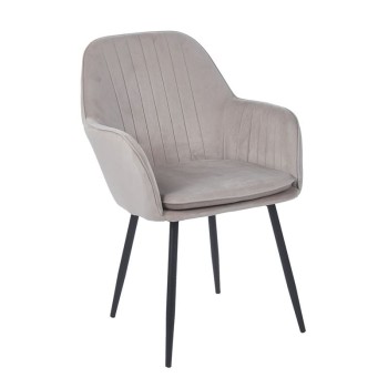 VALERY Πολυθρόνα Μέταλλο Βαφή Μαύρο, Ύφασμα Velure, Απόχρωση Cappuccino