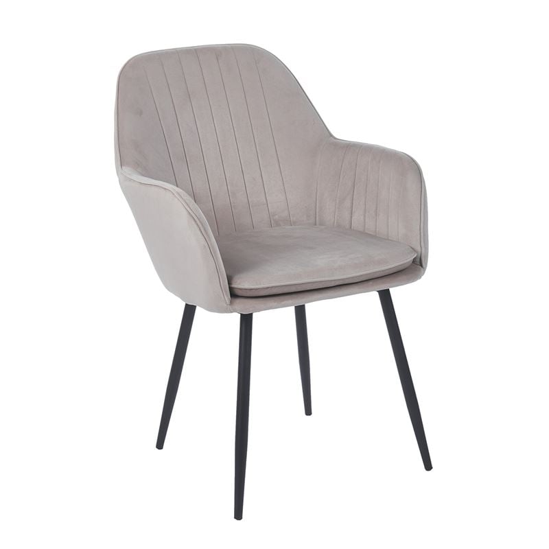 VALERY Πολυθρόνα Μέταλλο Βαφή Μαύρο, Ύφασμα Velure, Απόχρωση Cappuccino