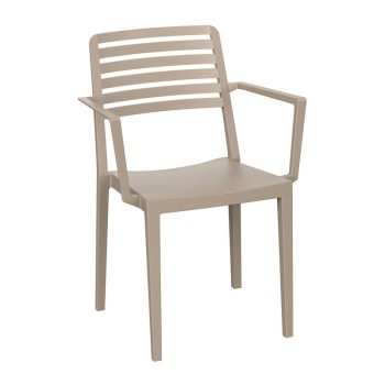 NOLA Πολυθρόνα Τραπεζαρίας Κήπου Στοιβαζόμενη, PP - UV Protection, Απόχρωση Tortora