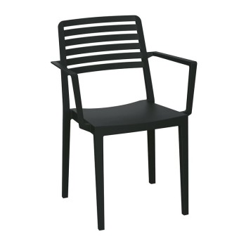 NOLA Πολυθρόνα Τραπεζαρίας Κήπου Στοιβαζόμενη, PP - UV Protection, Απόχρωση Μαύρο