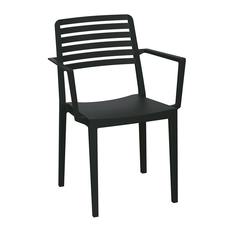 NOLA Πολυθρόνα Τραπεζαρίας Κήπου Στοιβαζόμενη, PP - UV Protection, Απόχρωση Μαύρο