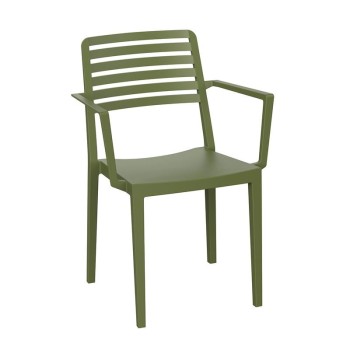 NOLA Πολυθρόνα Τραπεζαρίας Κήπου Στοιβαζόμενη, PP - UV Protection, Απόχρωση Λαδί