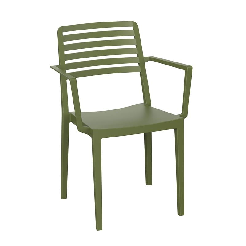 NOLA Πολυθρόνα Τραπεζαρίας Κήπου Στοιβαζόμενη, PP - UV Protection, Απόχρωση Λαδί