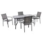 LANSON - RIO Set Τραπεζαρία Μέταλλο Ανθρακί, Textilene Γκρι: Τραπέζι + 4 Πολυθρόνες