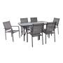 LANSON - RIO Set Τραπεζαρία Μέταλλο Ανθρακί, Textilene Γκρι: Τραπέζι + 6 Πολυθρόνες