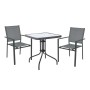 LANSON - BALENO Set Τραπεζαρία Μέταλλο Ανθρακί, Textilene Γκρι: Τραπέζι + 2 Πολυθρόνες