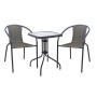 BALENO-W Set Κήπου - Βεράντας: Τραπέζι + 2 Πολυθρόνες Μέταλλο Ανθρακί, Wicker Mixed Grey