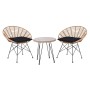 SALSA Coral Coffee Set Κήπου Μέταλλο Μαύρο - Γυαλί - Wicker Φυσικό: Τραπεζάκι+2 Πολυθρόνες
