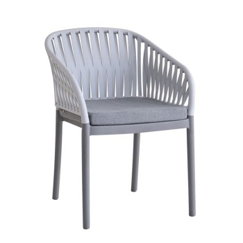 EMERY Πολυθρόνα Βεράντας-Κήπου PP-UV Ανοιχτό Γκρι-Ανθρακί, Μαξιλάρι Γκρι (KD)