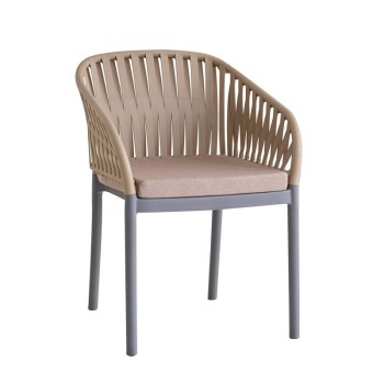 EMERY Πολυθρόνα Βεράντας-Κήπου PP-UV Sand Beige-Ανθρακί, Μαξιλάρι Μπεζ (KD)