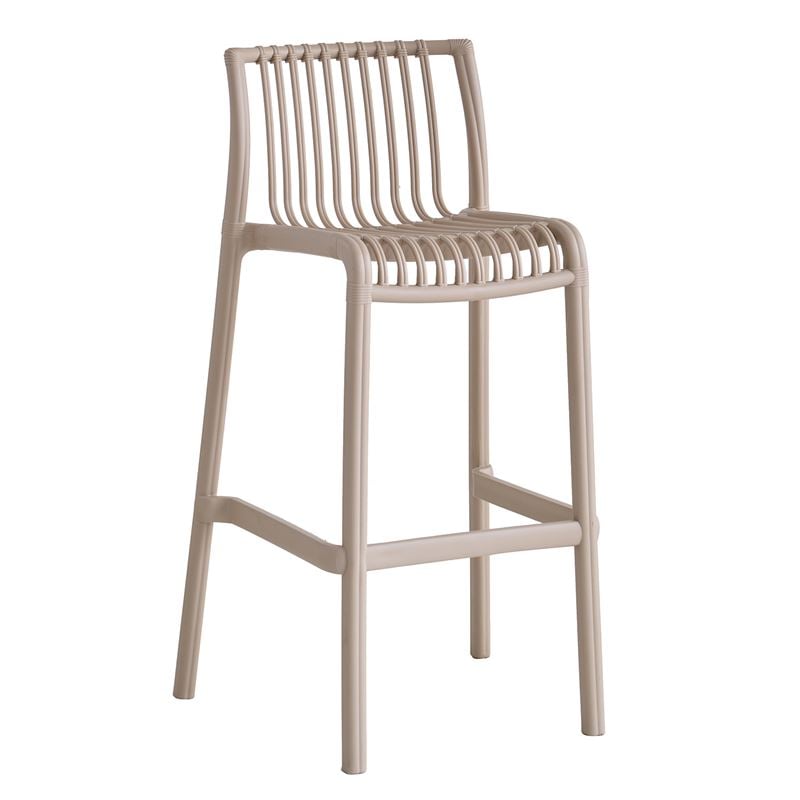 MODENA Σκαμπό Bar Στοιβαζόμενο PP-UV Protection Tortora