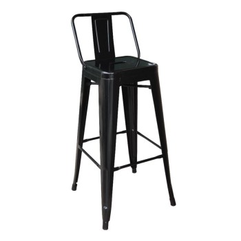 RELIX Σκαμπό Bar με Πλάτη, Μέταλλο Βαφή Μαύρο, Ύψος καθίσματος 66cm