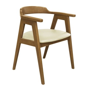 SELVA Πολυθρόνα Τραπεζαρίας, Απόχρωση Φυσικό, Pu Εκρού