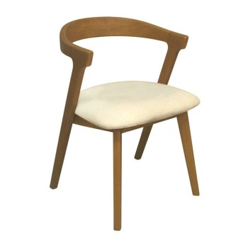 SANDRA Καρέκλα Τραπεζαρίας, Απόχρωση Φυσικό, Pu Εκρού