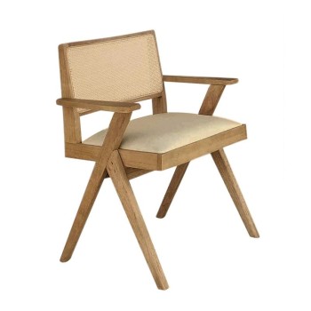 MEMORY Πολυθρόνα Τραπεζαρίας, Απόχρωση Φυσικό, Ύφασμα Sand Beige