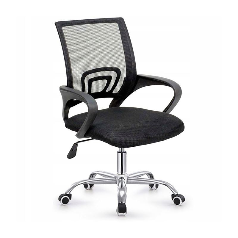 BF2101-W Πολυθρόνα Γραφείου χωρίς Ανάκλιση, Μέταλλο Χρώμιο Mesh Μαύρο
