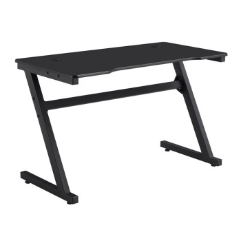 GAMING Γραφείο 120x60cm Μέταλλο Βαφή Μαύρο, Επιφάνεια MDF Μαύρο, με Βάση ακουστικών