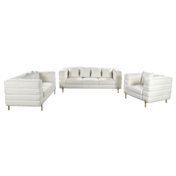 MORRIS Set Σαλόνι - Καθιστικό 3θέσιος + 2θέσιος + Πολυθρόνα Ύφασμα Teddy Άσπρο