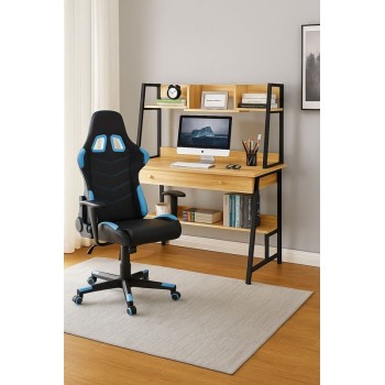 STUDENT-1 Set Γραφείο Η/Υ Sonoma - Μαύρο + Πολυθρόνα Gaming Μαύρο - Μπλε