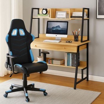 STUDENT-1 Set Γραφείο Η/Υ Sonoma - Μαύρο + Πολυθρόνα Gaming Μαύρο - Μπλε