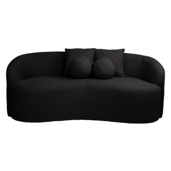LYON Καναπές 2θ - Σαλονιού - Καθιστικού, Teddy Ύφασμα Μαύρο