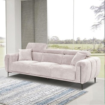 SEVILLE Kαναπές 3Θέσιος Σαλονιού - Καθιστικού, Teddy Ύφασμα Μπεζ