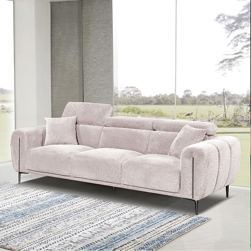 SEVILLE Kαναπές 3Θέσιος Σαλονιού - Καθιστικού, Teddy Ύφασμα Μπεζ