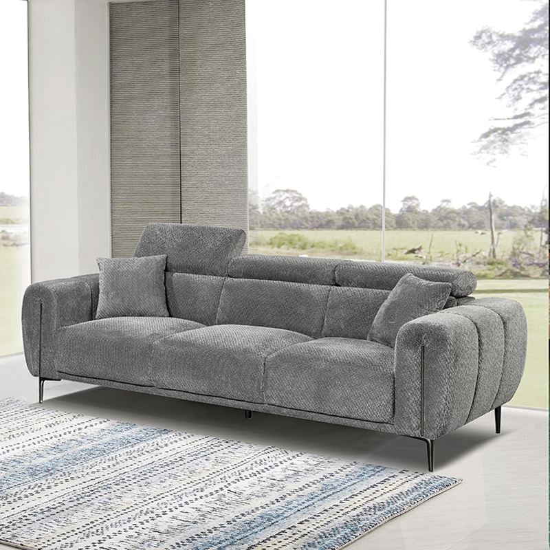 SEVILLE Kαναπές 3Θέσιος Σαλονιού - Καθιστικού, Teddy Ύφασμα Σκούρο Γκρι