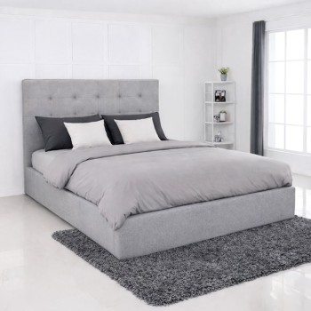 DOLCE Κρεβάτι Διπλό με Αποθηκευτικό Χώρο, για Στρώμα 160x200cm, Ύφασμα Γκρι