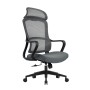 BF3010 Πολυθρόνα Γραφείου Διευθυντή, Mesh Μαύρο, Ύφασμα Γκρι