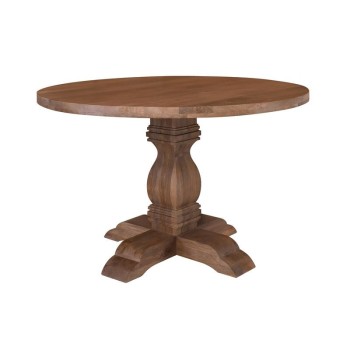 ATLAS Τραπέζι Ροτόντα Τραπεζαρίας, Ξύλο Mango, Απόχρωση Smoke Walnut