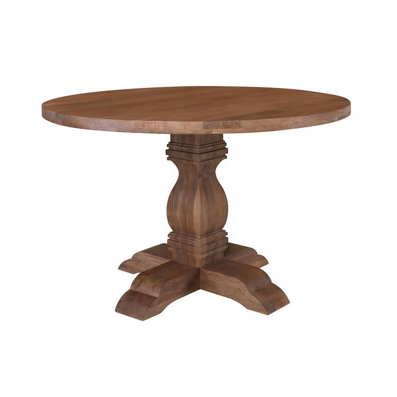 ATLAS Τραπέζι Ροτόντα Τραπεζαρίας, Ξύλο Mango, Απόχρωση Smoke Walnut