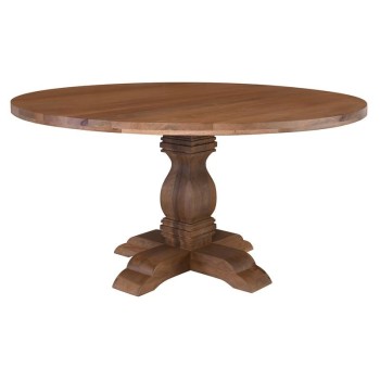 ATLAS Τραπέζι Ροτόντα Τραπεζαρίας, Ξύλο Mango, Απόχρωση Smoke Walnut