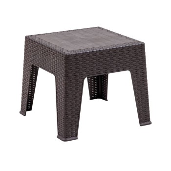 RATTAN Τραπεζάκι Βοηθητικό - Ξαπλώστρας, Στοιβαζόμενο, PP-UV (Rattan Look) Καφέ