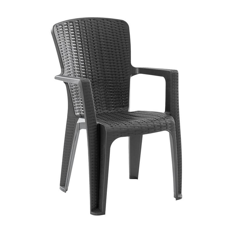 SIDE Πολυθρόνα Κήπου-Βεράντας Στοιβαζόμενη, (Rattan Look) PP-UV Απόχρωση Ανθρακί