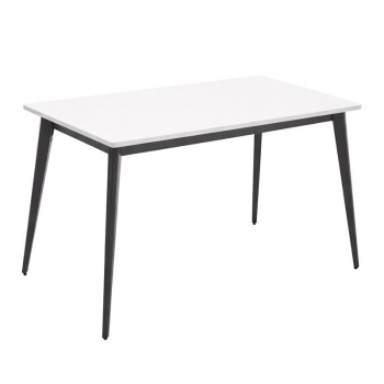 VIDAL Τραπέζι Βάση Μέταλλο Βαφή Μαύρο, Επιφάνεια HPL Άσπρο